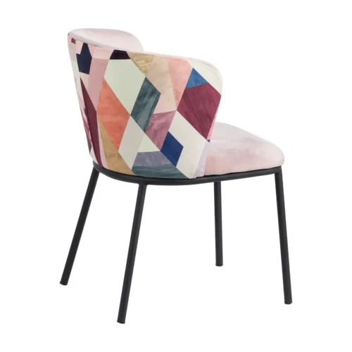 Lot 2 Chaises tissu rose dessin abstrait Ixia 58 cm — vue 3