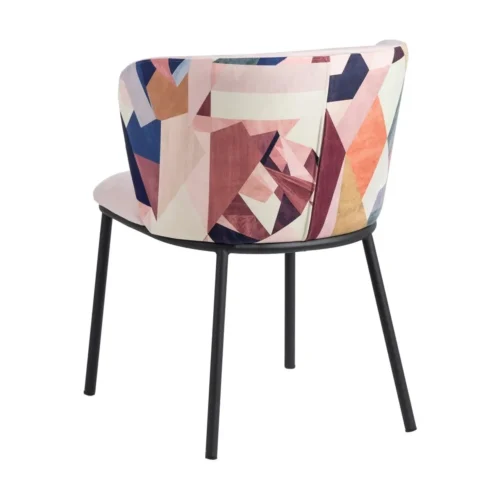 Lot 2 Chaises tissu rose dessin abstrait Ixia 58 cm — vue 4