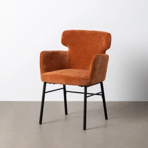 Lot 2 Chaises tissu terre cuite accoudoirs piètement métal Ixia 59,5 cm — vue 2