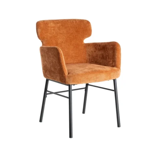 Lot 2 Chaises tissu terre cuite accoudoirs piètement métal Ixia 59,5 cm — vue 3