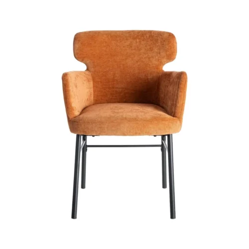 Lot 2 Chaises tissu terre cuite accoudoirs piètement métal Ixia 59,5 cm — vue 4