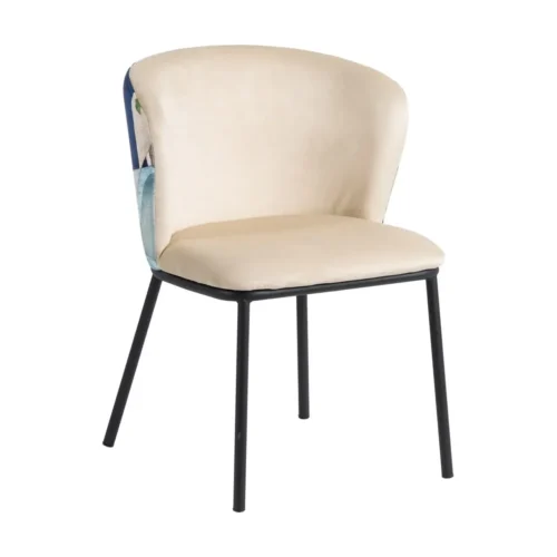 Lot 2 Chaises tissu vert et beige dessin abstrait Ixia 58 cm — vue 2