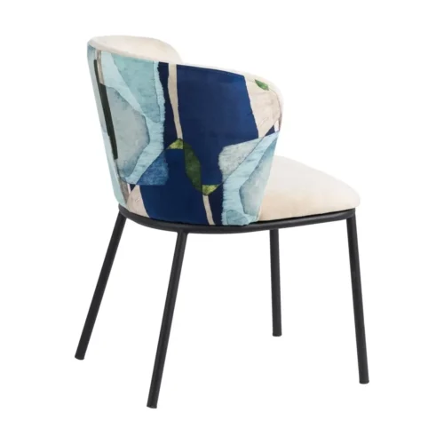 Lot 2 Chaises tissu vert et beige dessin abstrait Ixia 58 cm — vue 3