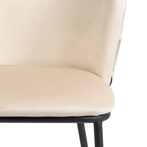 Lot 2 Chaises tissu vert et beige dessin abstrait Ixia 58 cm — vue 6
