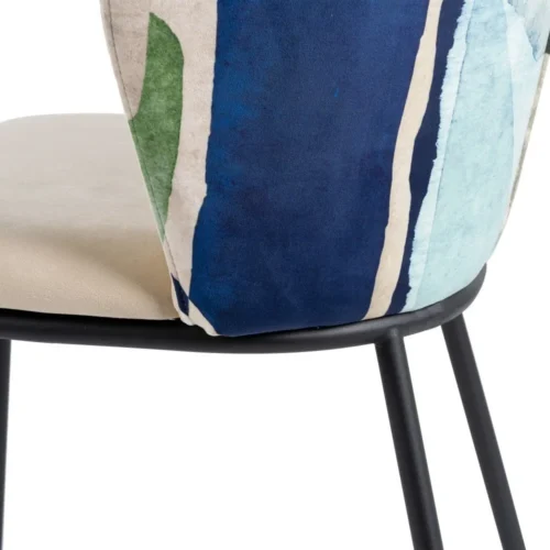 Lot 2 Chaises tissu vert et beige dessin abstrait Ixia 58 cm — vue 8