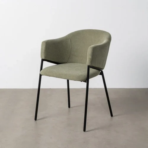 Lot 2 Chaises tissu vert piètement métal Ixia 54 cm