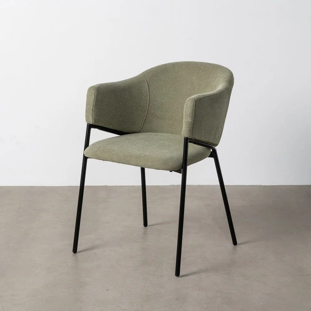 Lot 2 Chaises tissu vert piètement métal Ixia 54 cm