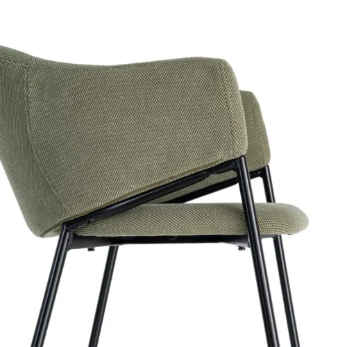 Lot 2 Chaises tissu vert piètement métal Ixia 54 cm — vue 2