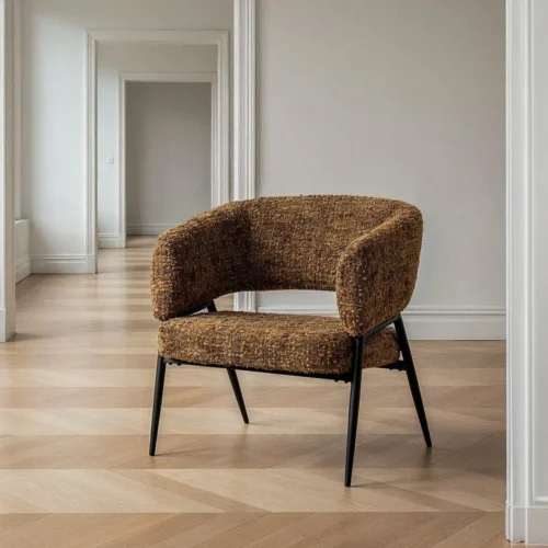 Lot 2 Fauteuils chinés marron tissu-métal Ixia 71 cm — vue 10