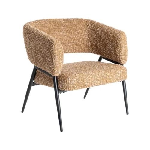 Lot 2 Fauteuils moutarde tissu-métal Ixia 71 cm