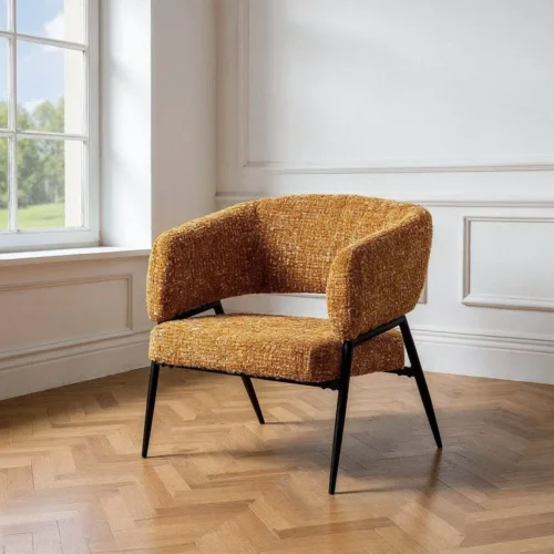 Lot 2 Fauteuils moutarde tissu-métal Ixia 71 cm — vue 10