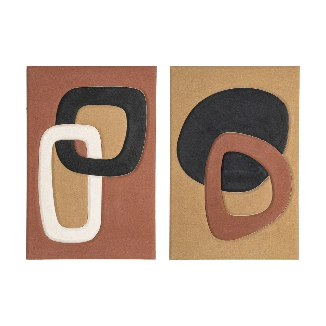 Lot 2 Tableaux diptyque abstrait formes organiques Ixia 80 × 120 cm