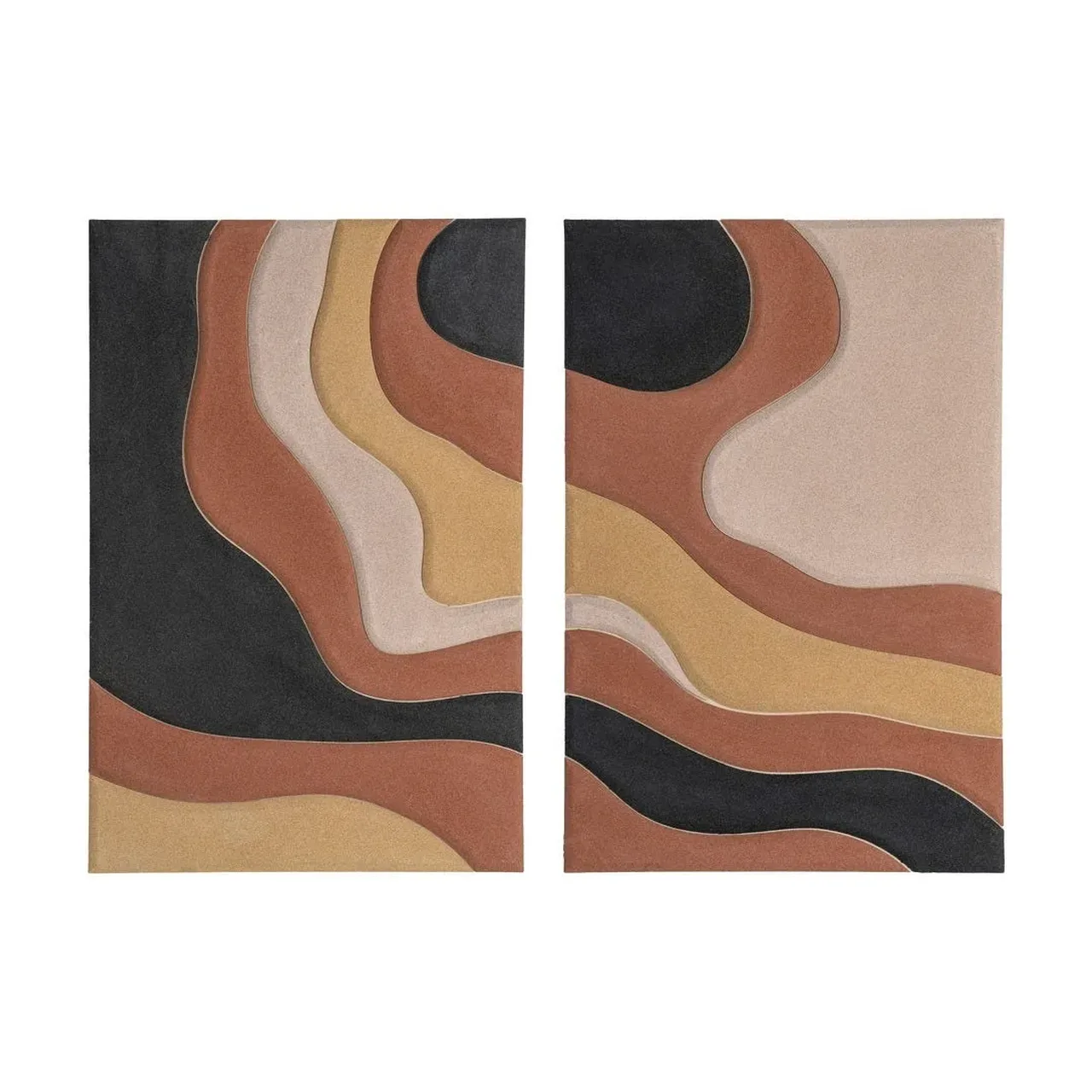 Lot 2 Tableaux diptyque vagues en relief terracotta Ixia 80 × 120 cm