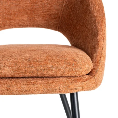 Lot 2 Tabourets de bar chenille orange potiron dossier arqué Ixia H75 — vue 10