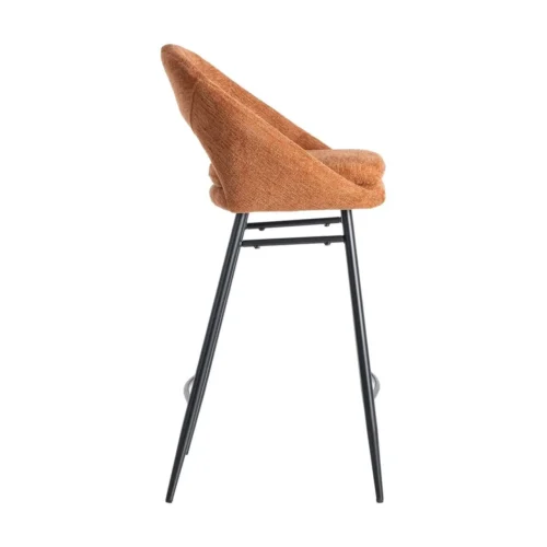 Lot 2 Tabourets de bar chenille orange potiron dossier arqué Ixia H75 — vue 5