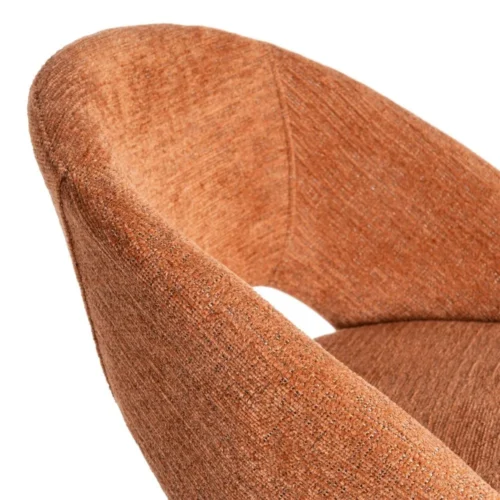 Lot 2 Tabourets de bar chenille orange potiron dossier arqué Ixia H75 — vue 8