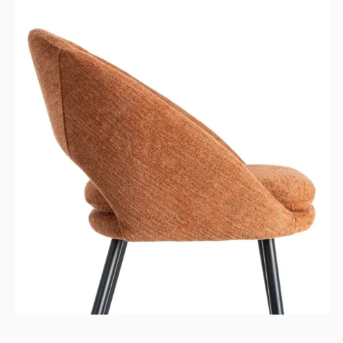 Lot 2 Tabourets de bar chenille orange potiron dossier arqué Ixia H75 — vue 9