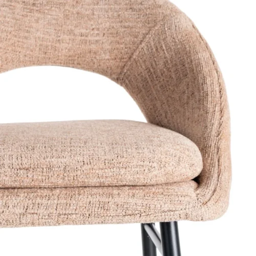 Lot 2 Tabourets de bar chenille rose saumon dossier arqué Ixia H75 — vue 10