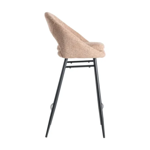 Lot 2 Tabourets de bar chenille rose saumon dossier arqué Ixia H75 — vue 5