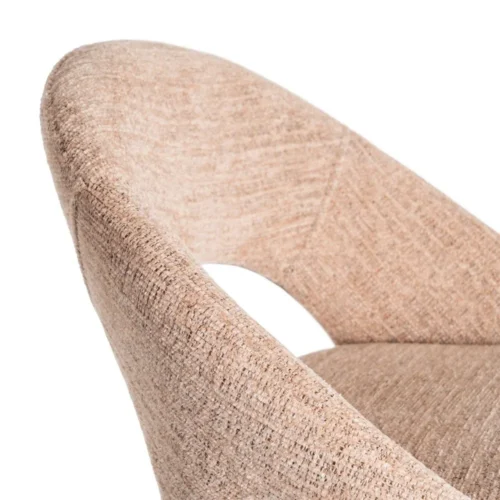 Lot 2 Tabourets de bar chenille rose saumon dossier arqué Ixia H75 — vue 8