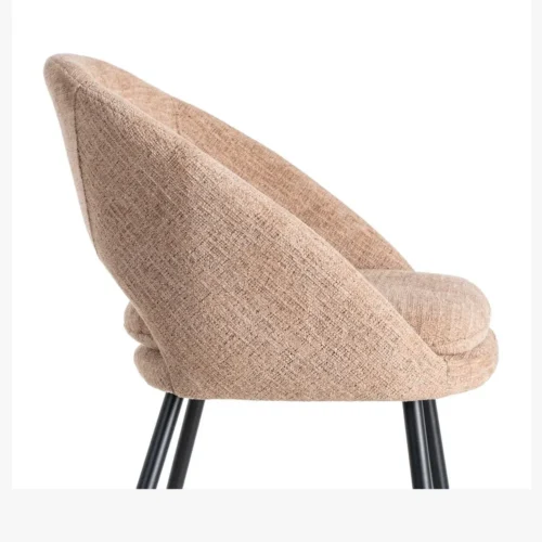 Lot 2 Tabourets de bar chenille rose saumon dossier arqué Ixia H75 — vue 9