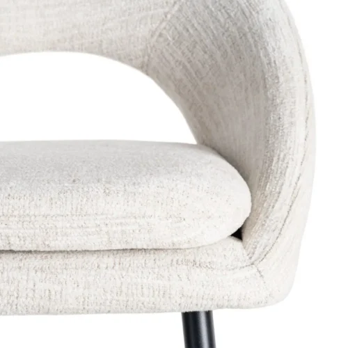 Lot 2 Tabourets de bar dossier arqué tissu bouclé crème Ixia H75 — vue 10