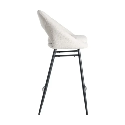 Lot 2 Tabourets de bar dossier arqué tissu bouclé crème Ixia H75 — vue 5