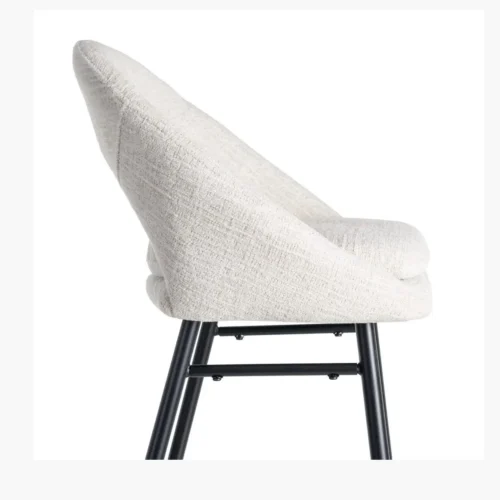 Lot 2 Tabourets de bar dossier arqué tissu bouclé crème Ixia H75 — vue 8