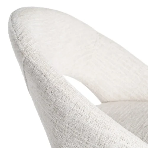 Lot 2 Tabourets de bar dossier arqué tissu bouclé crème Ixia H75 — vue 9