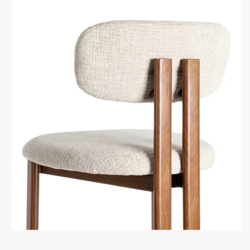 Lot 2 Tabourets de bar tissu bouclé crème piètement métal effet noyer Ixia H75 — vue 5