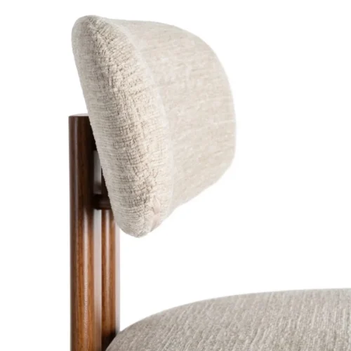Lot 2 Tabourets de bar tissu bouclé crème piètement métal effet noyer Ixia H75 — vue 6
