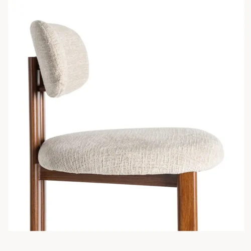 Lot 2 Tabourets de bar tissu bouclé crème piètement métal effet noyer Ixia H75 — vue 7