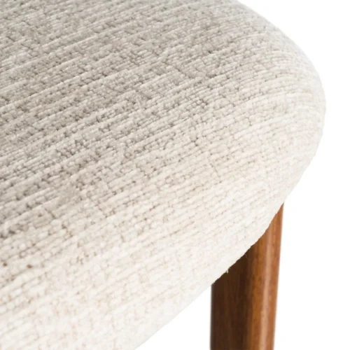Lot 2 Tabourets de bar tissu bouclé crème piètement métal effet noyer Ixia H75 — vue 9