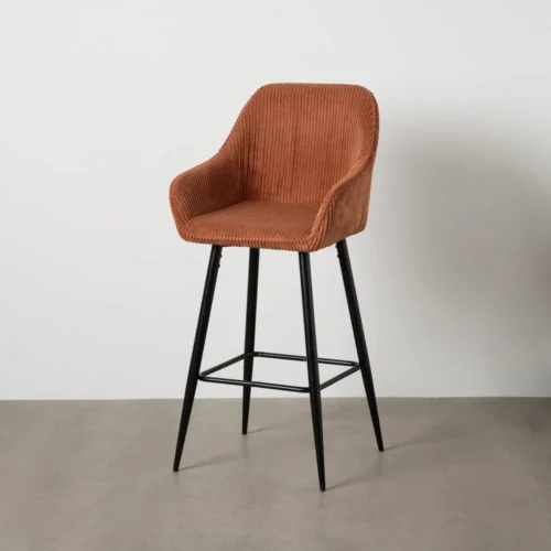 Lot 2 Tabourets de bar velours côtelé terre cuite Ixia H75