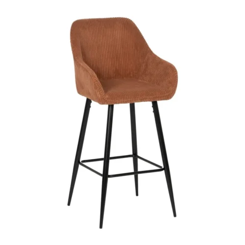 Lot 2 Tabourets de bar velours côtelé terre cuite Ixia H75 — vue 2