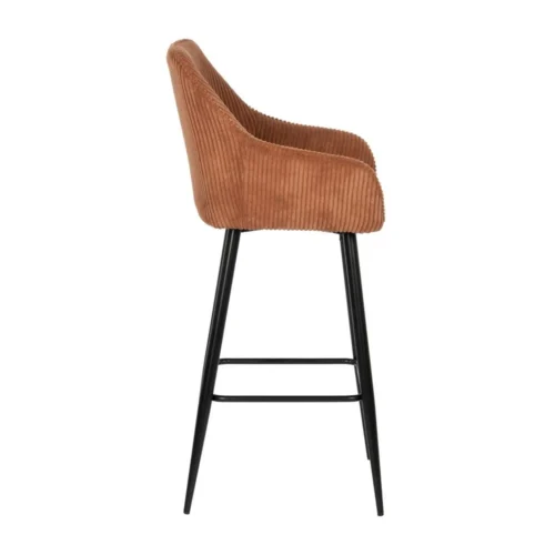 Lot 2 Tabourets de bar velours côtelé terre cuite Ixia H75 — vue 3