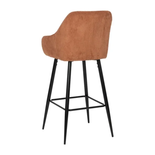 Lot 2 Tabourets de bar velours côtelé terre cuite Ixia H75 — vue 4
