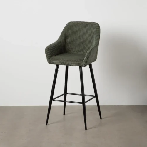 Lot 2 Tabourets de bar velours côtelé vert Ixia H75