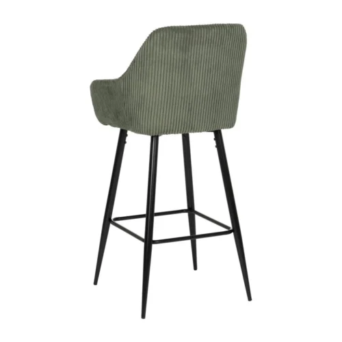 Lot 2 Tabourets de bar velours côtelé vert Ixia H75 — vue 4