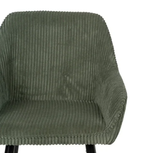 Lot 2 Tabourets de bar velours côtelé vert Ixia H75 — vue 5