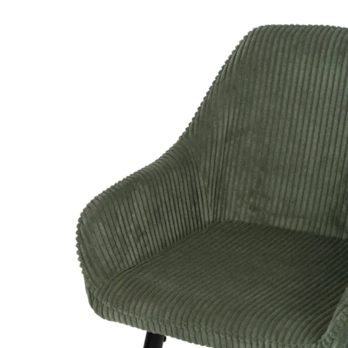 Lot 2 Tabourets de bar velours côtelé vert Ixia H75 — vue 6