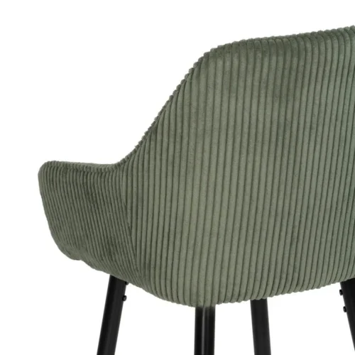 Lot 2 Tabourets de bar velours côtelé vert Ixia H75 — vue 9