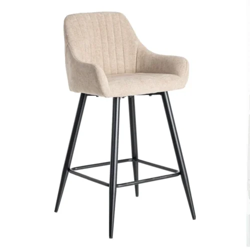 Tabouret Lot 2 Tabourets de snack tissu chiné beige accoudoirs Ixia H65