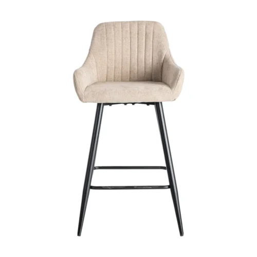 Lot 2 Tabourets de snack tissu chiné beige accoudoirs Ixia H65 — vue 2