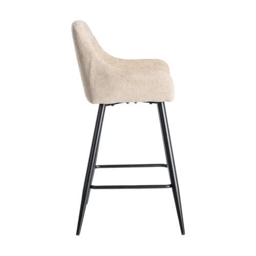 Lot 2 Tabourets de snack tissu chiné beige accoudoirs Ixia H65 — vue 3
