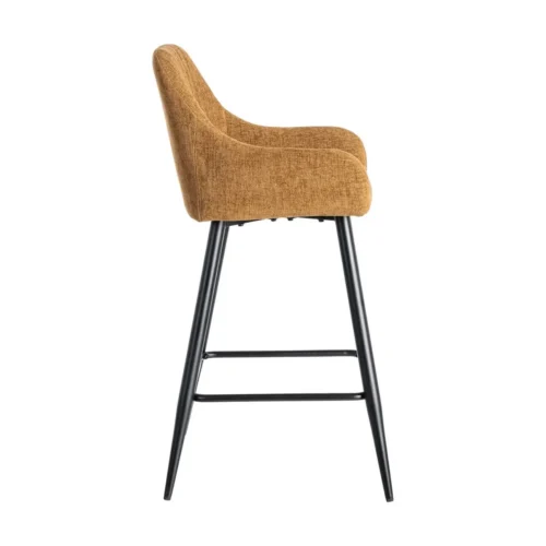 Lot 2 Tabourets tissu chiné marron pieds métal noir Ixia H65 — vue 3