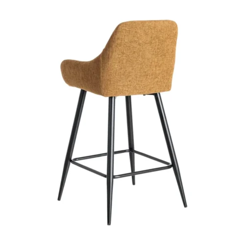 Lot 2 Tabourets tissu chiné marron pieds métal noir Ixia H65 — vue 4