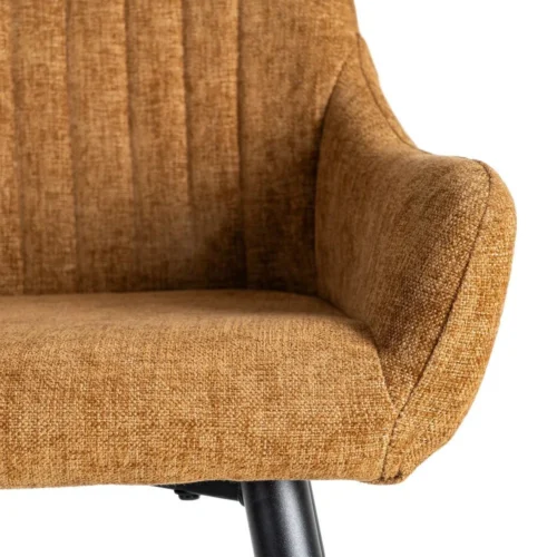 Lot 2 Tabourets tissu chiné marron pieds métal noir Ixia H65 — vue 7
