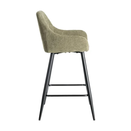 Lot 2 Tabourets tissu chiné vert pieds métal noir Ixia H65 — vue 3
