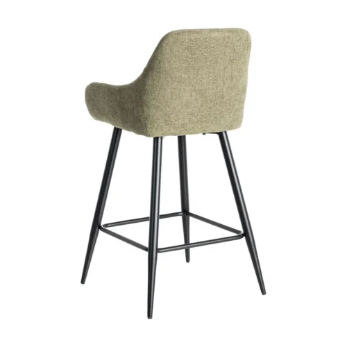 Lot 2 Tabourets tissu chiné vert pieds métal noir Ixia H65 — vue 4